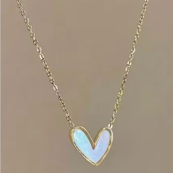 Jewelry - Gold Heart Necklace with Iridescent Pendant